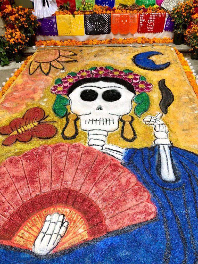 Dia de Muertos Skeleton Mural in Oaxaca, Mexico - found while backpacking around the world